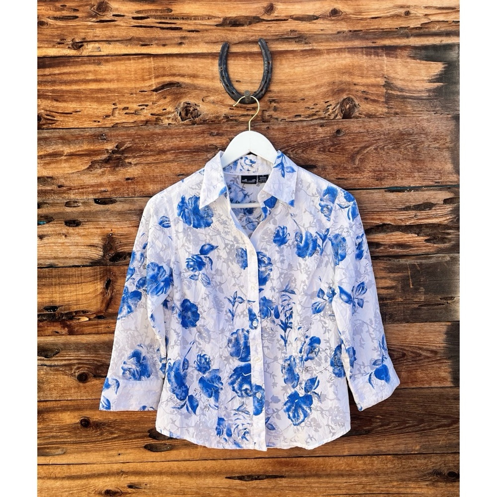 WILLI SMITH | Sheer Floral Button Down Shirt S